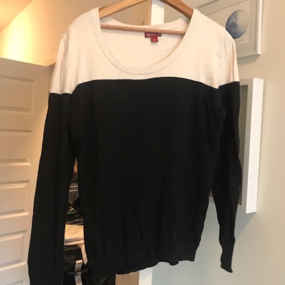 Black and white color block sweater